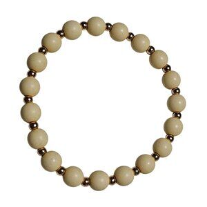 Retro Beige Gold Beaded Stretch Bracelet Classic Minimalist Fashion Jewelry